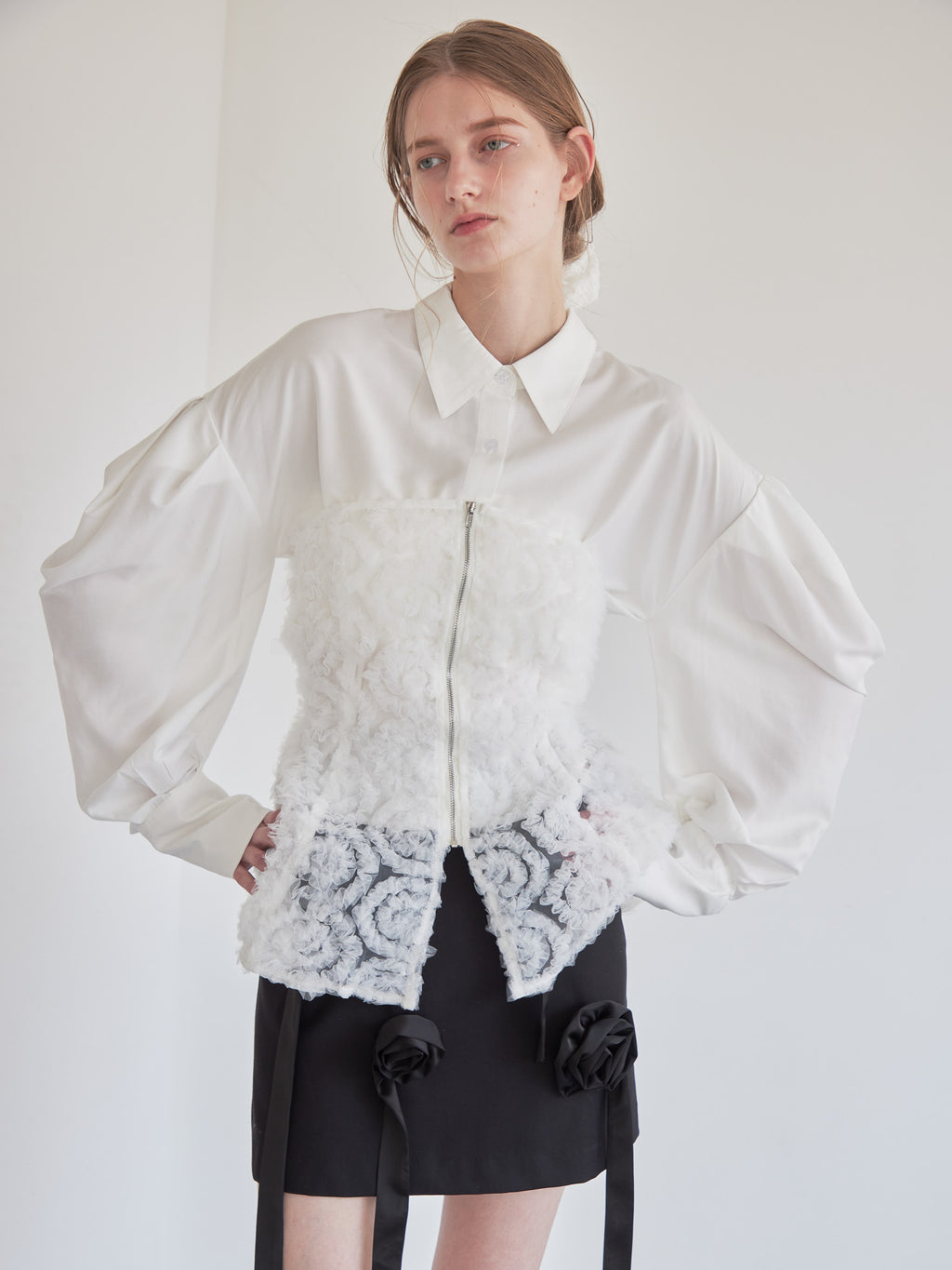 Tulle bare top & shirt set ホワイト size:M model:174cm LERA
