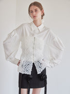 Tulle bare top & shirt set ホワイト size:M model:174cm LERA