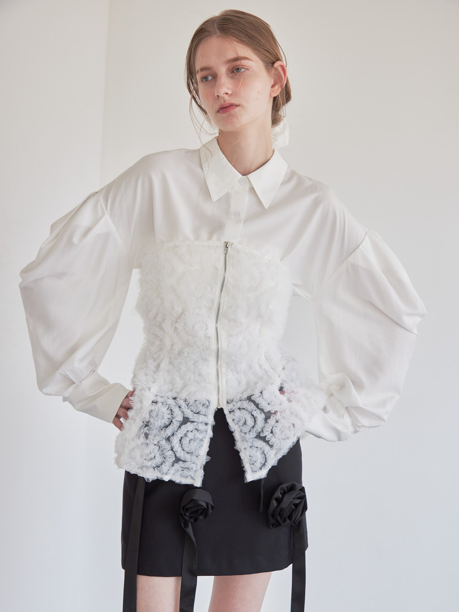 Tulle bare top & shirt set ホワイト size:M model:174cm LERA