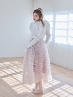 Tulle tiered volume skirt ピンク size:M model:174cm KATERYNA