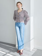 Front ribbon blouse ブラウン size:M model:171cm ANIUTA