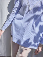 Tulip embroidered volume sleeve blouse ストライプ size:M model:174cm KATERYNA