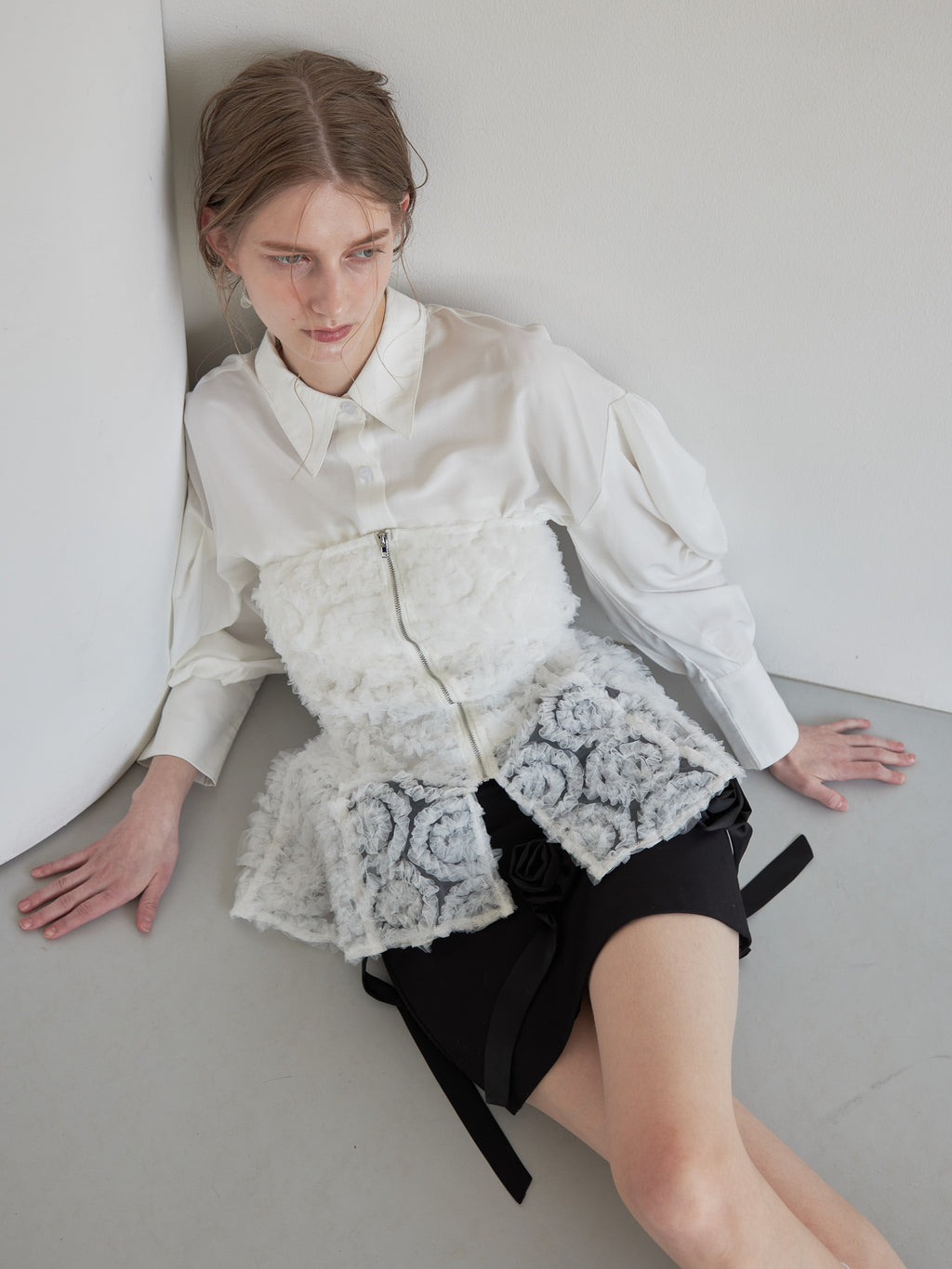 Tulle bare top & shirt set ホワイト size:M model:174cm LERA