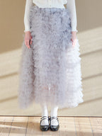 Tulle tiered volume skirt グレー size:M model:174cm KATERYNA