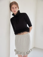 Hem tulle rib knit ブラック size:M model:174cm LERA