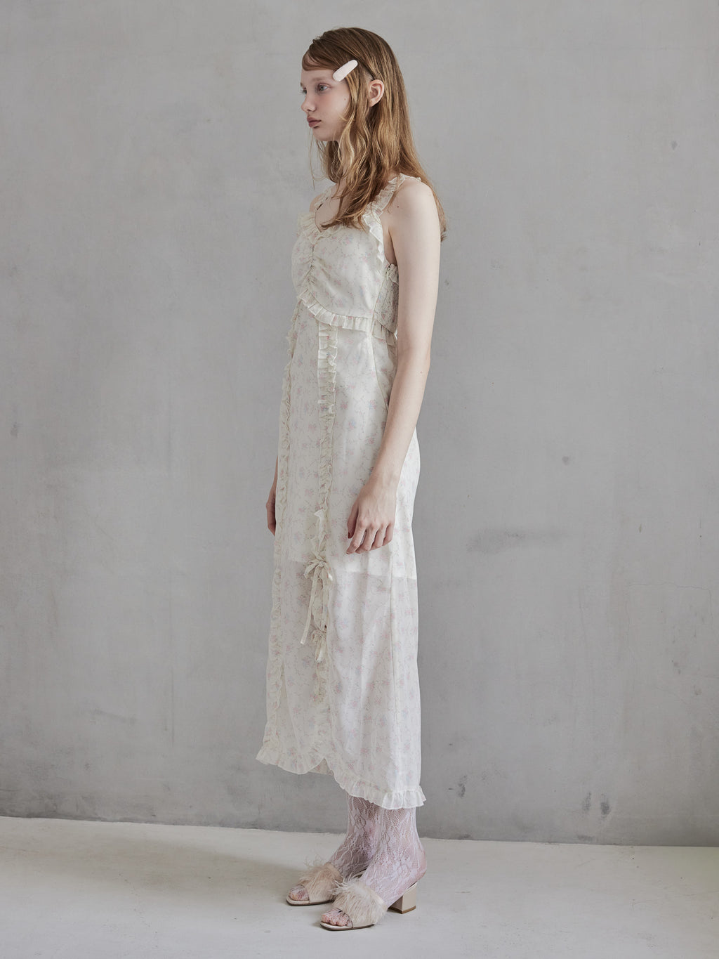 Frill slit cami dress ホワイト size:M model:173cm DASHA.G