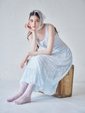 Low switching rose lace dress サックス size:M model:170cm ALICE