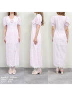 Rose gingham dress ピンク