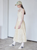 Low switching rose lace dress クリーム size:M model:170cm ALICE