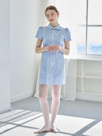 Pintuck mini shirt dress ブルー size:M model:171cm ANIUTA