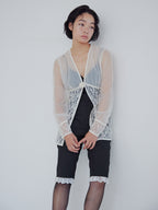 Rose sheer blouse アイボリー size:M model:161cm 富樫かなえ