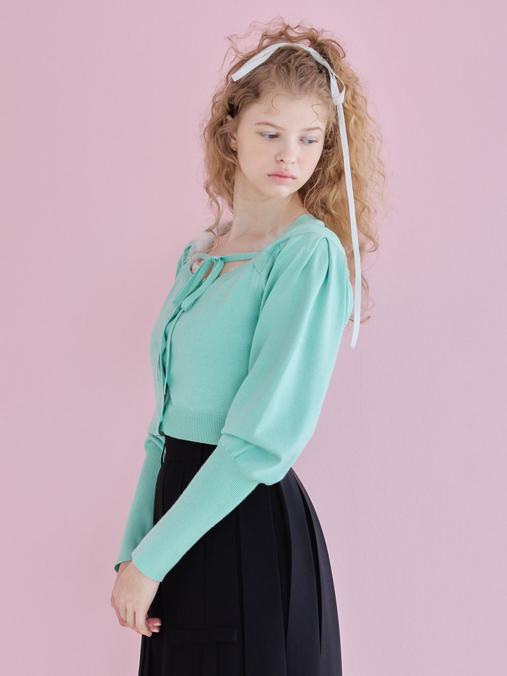 Lace lined cardigan グリーン size:M model:173cm Olesia