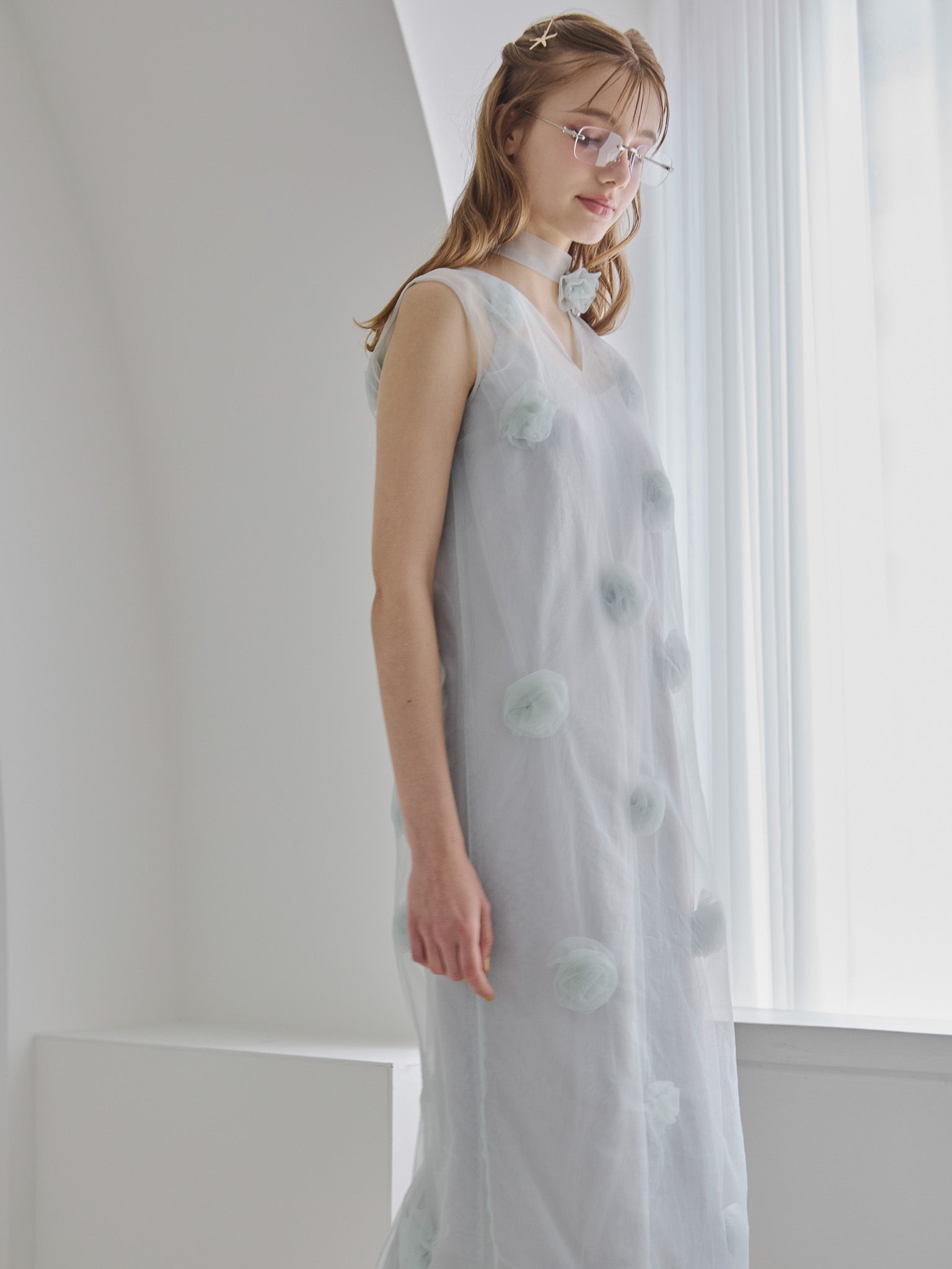 Rose tulle dress ミント size:M model:175cm MARTA