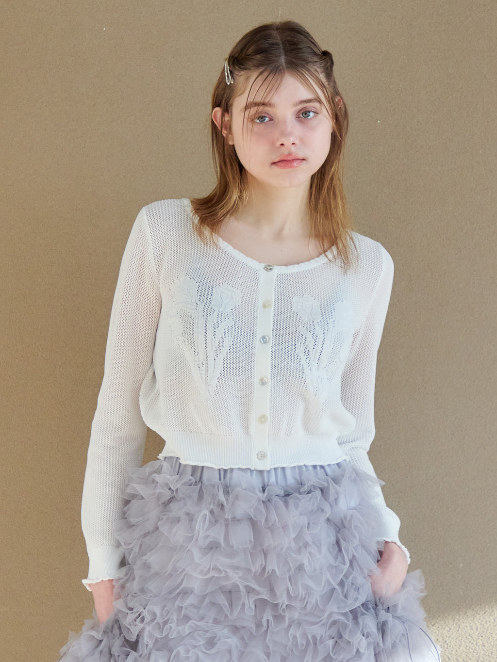 Tulip crochet cardigan ホワイト size:M model:174cm KATERYNA