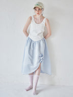 Rose satin docking rib dress ブルー size:M model:170cm ALICE