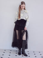 Frill tulle skirt & shorts set ブラック size:M model:173cm ALINA