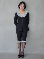 Hem lace sabrina pants ブラック size:M model:161cm 富樫かなえ