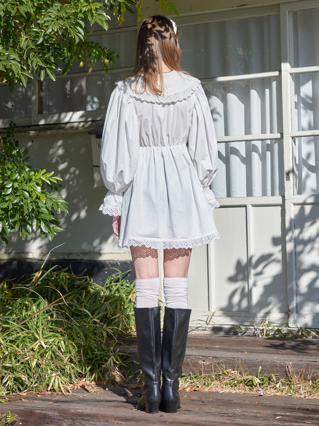 French letter collar wrap mini dress ホワイト size:M model:174cm KATERYNA