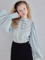 Many ribbon volume sleeve blouse ブルー size:M model:173cm Olesia
