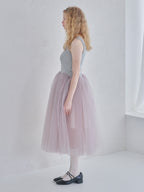 Volume tulle skirt tank dress グレー size:M model:173cm Olesia