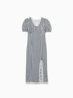 Rose gingham dress ブラック
