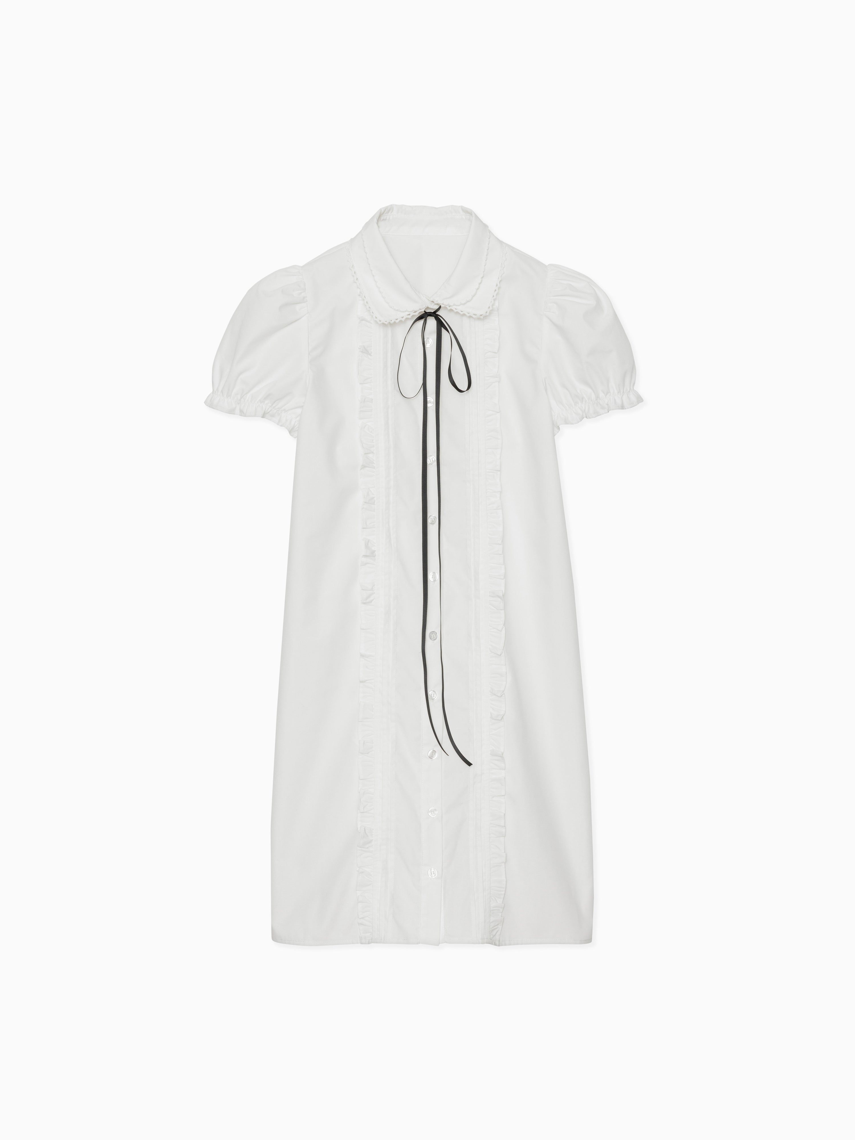 Pintuck mini shirt dress ホワイト