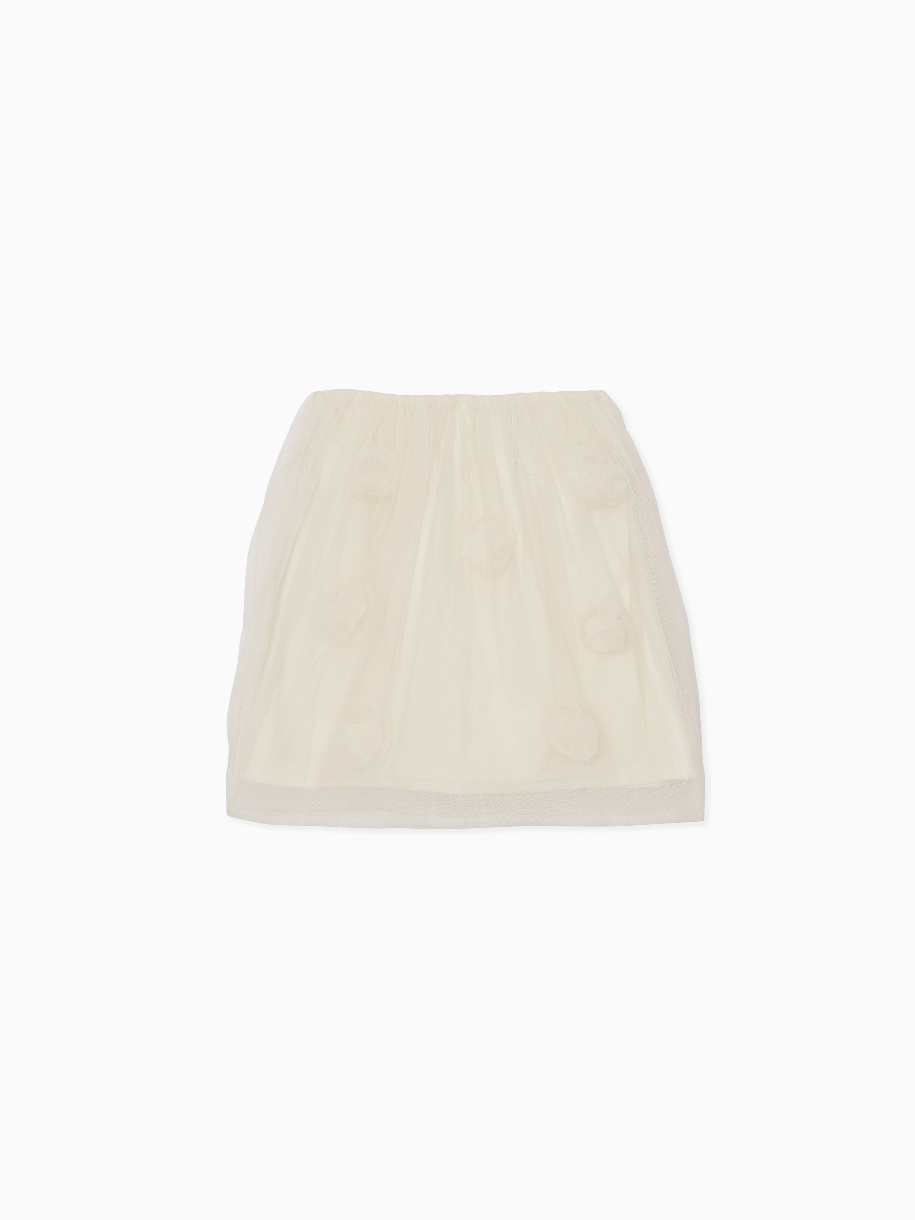 Rose tulle mini skirt イエロー