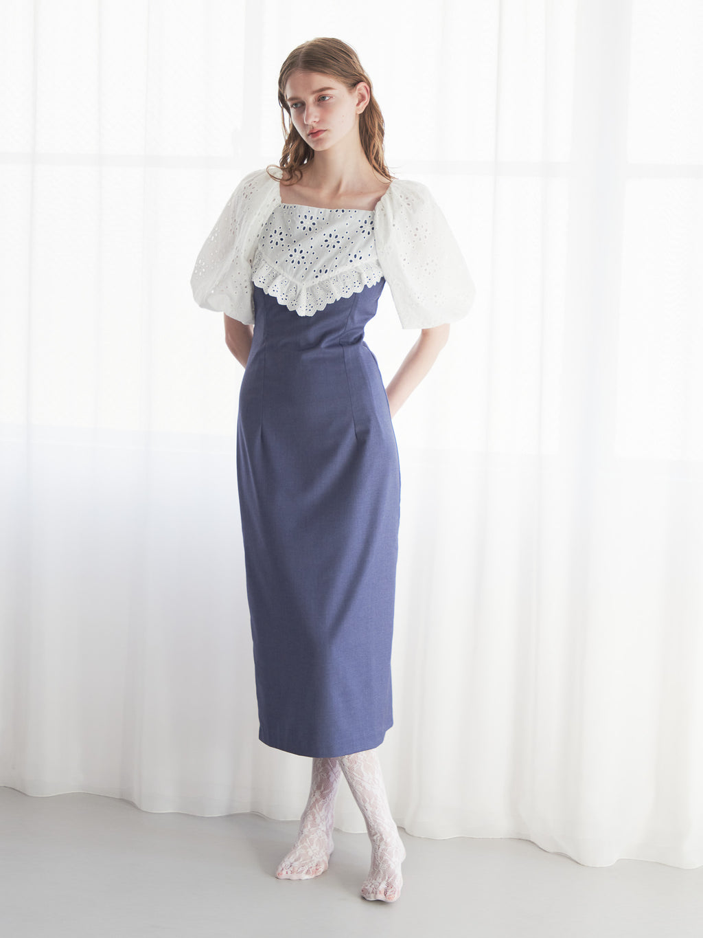 embroidered scarf dress ブルー size:M model:174cm LERA