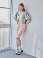 Gingham check sabrina stretch pants ピンク size:M model:171cm ANIUTA