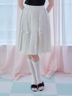 Ribbon slit pleated skirt ドット size:M model:173cm Olesia