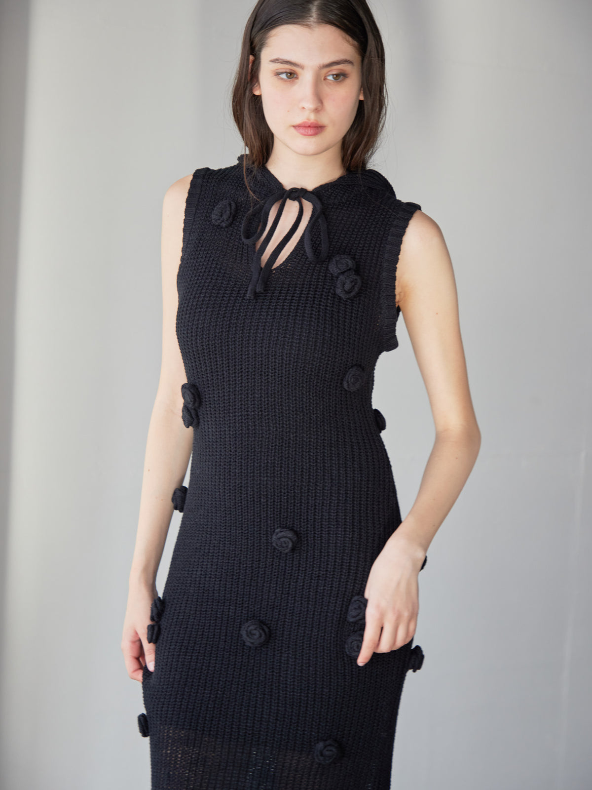 Rose knit hoodie dress
