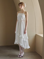 Lily embroidered apron long dress ホワイト size:M model:175cm MARTA