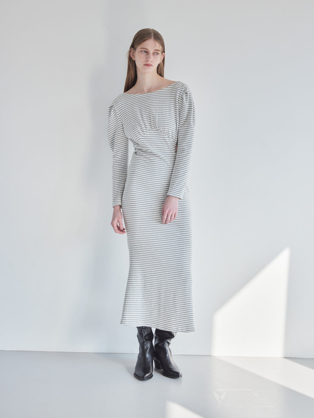 I miss you heart cut dress グレー