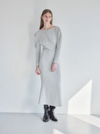 I miss you heart cut dress グレー