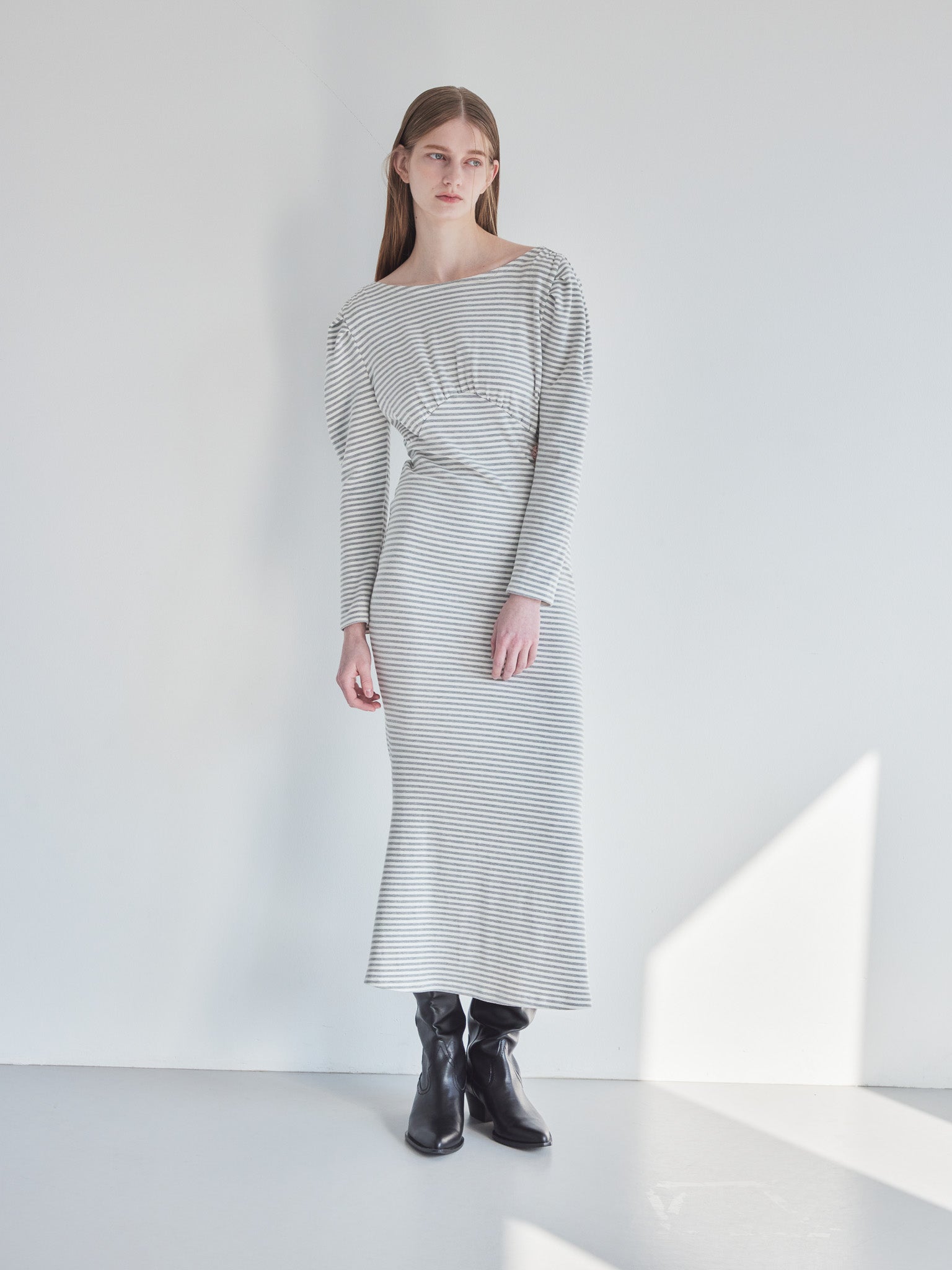I miss you heart cut dress グレー