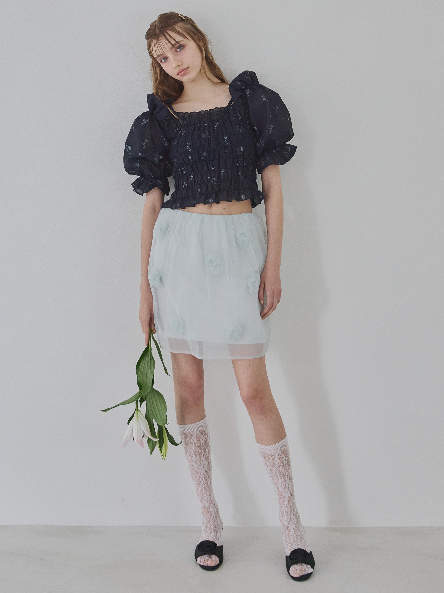 Rose tulle mini skirt ミント size:M model:175cm MARTA