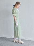 Decollete lace dress ミント size:M model:171cm ANIUTA