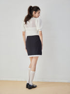 Lace trimming mini skirt ブラック size:M model:172cm GINEVRA