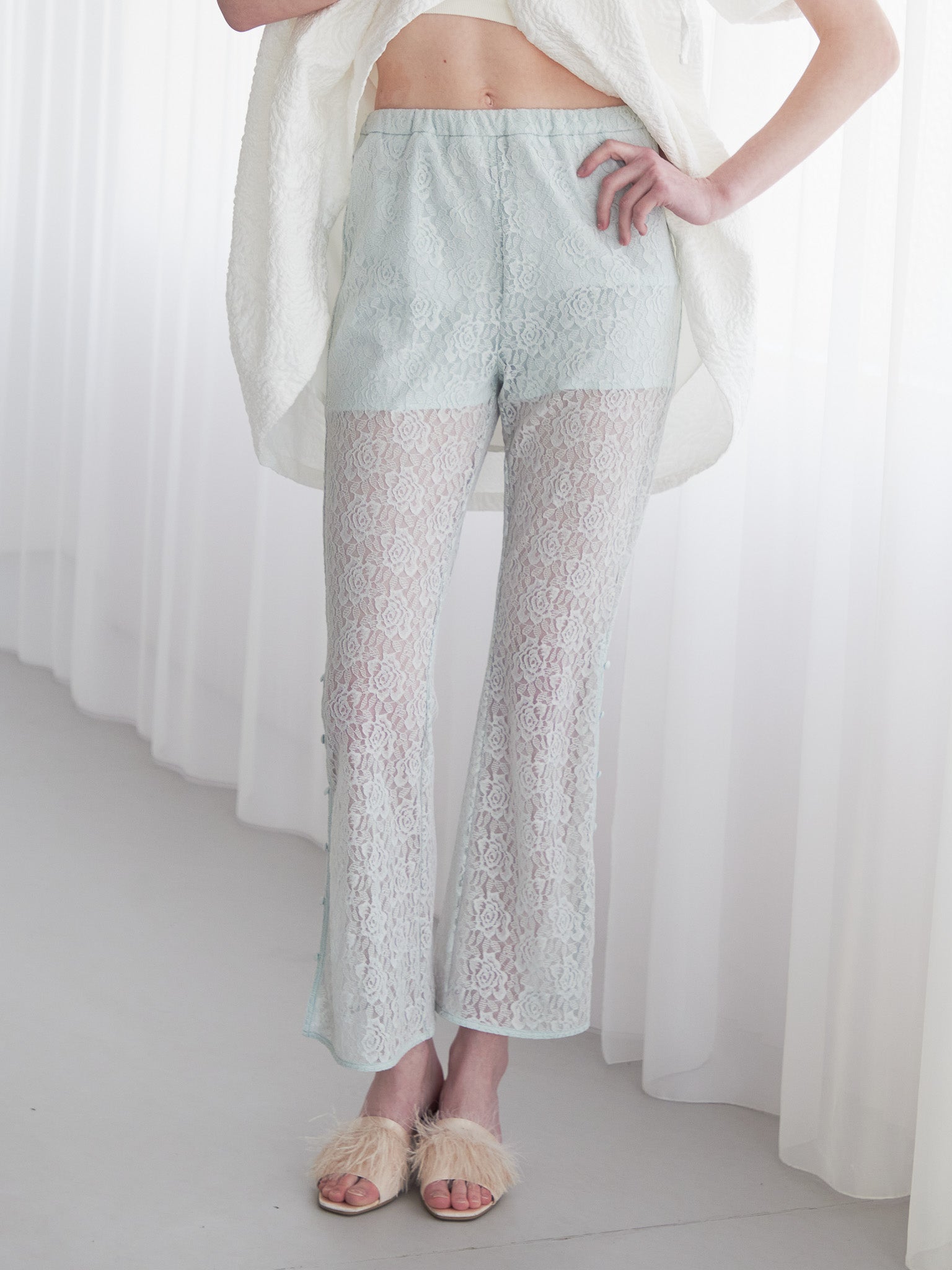Heart trimming lace pants ミント size:M model:174cm LERA