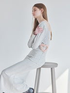 I miss you heart cut dress グレー