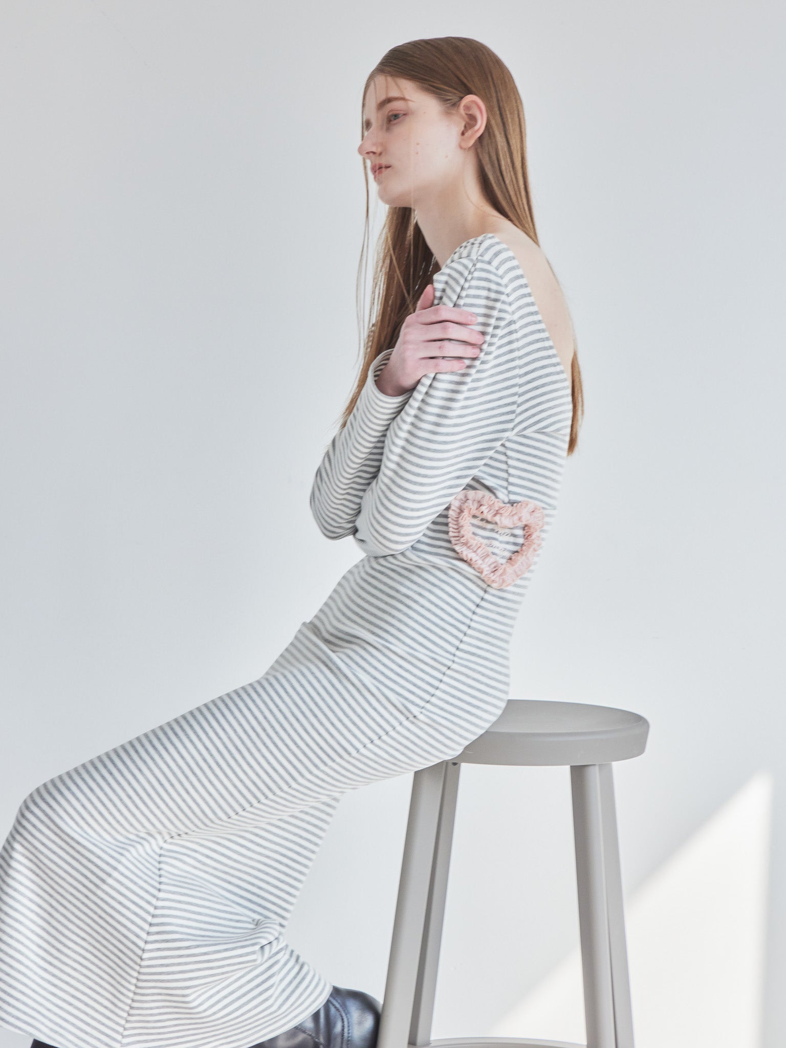 I miss you heart cut dress グレー