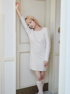 Back open shaggy knit mini dress ホワイト size:M model:163cm MINAMI