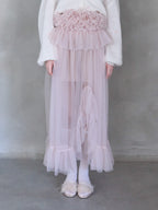 Frill tulle skirt & shorts set ピンク size:M model:173cm ALINA