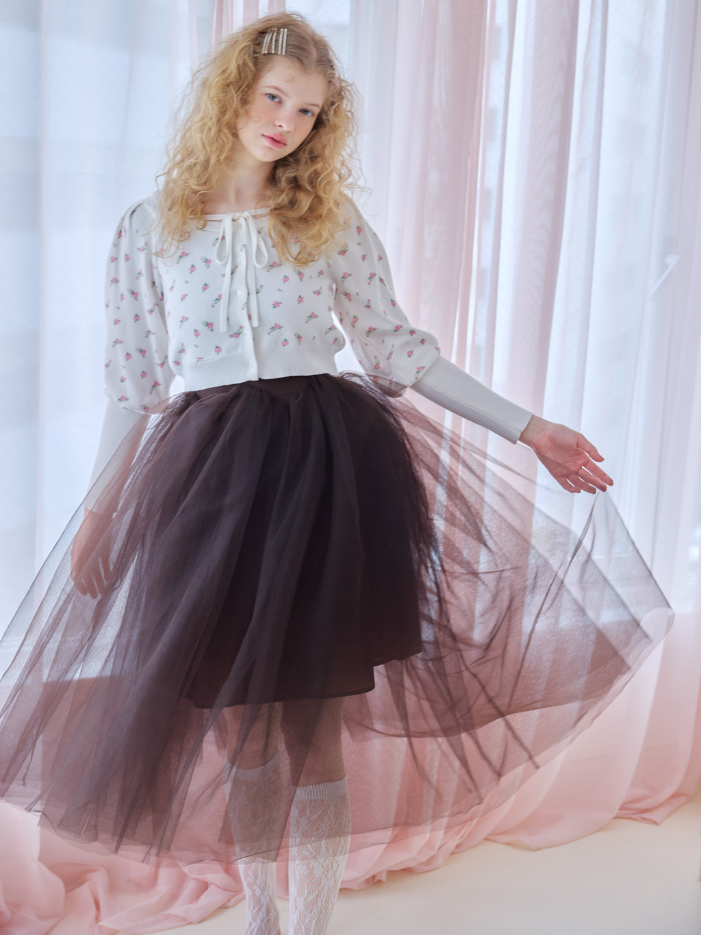 Volume tulle skirt tank dress ブラウン size:M model:173cm Olesia