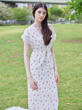 Lace trimming flower dress ピンク size:M model:170cm ALICE