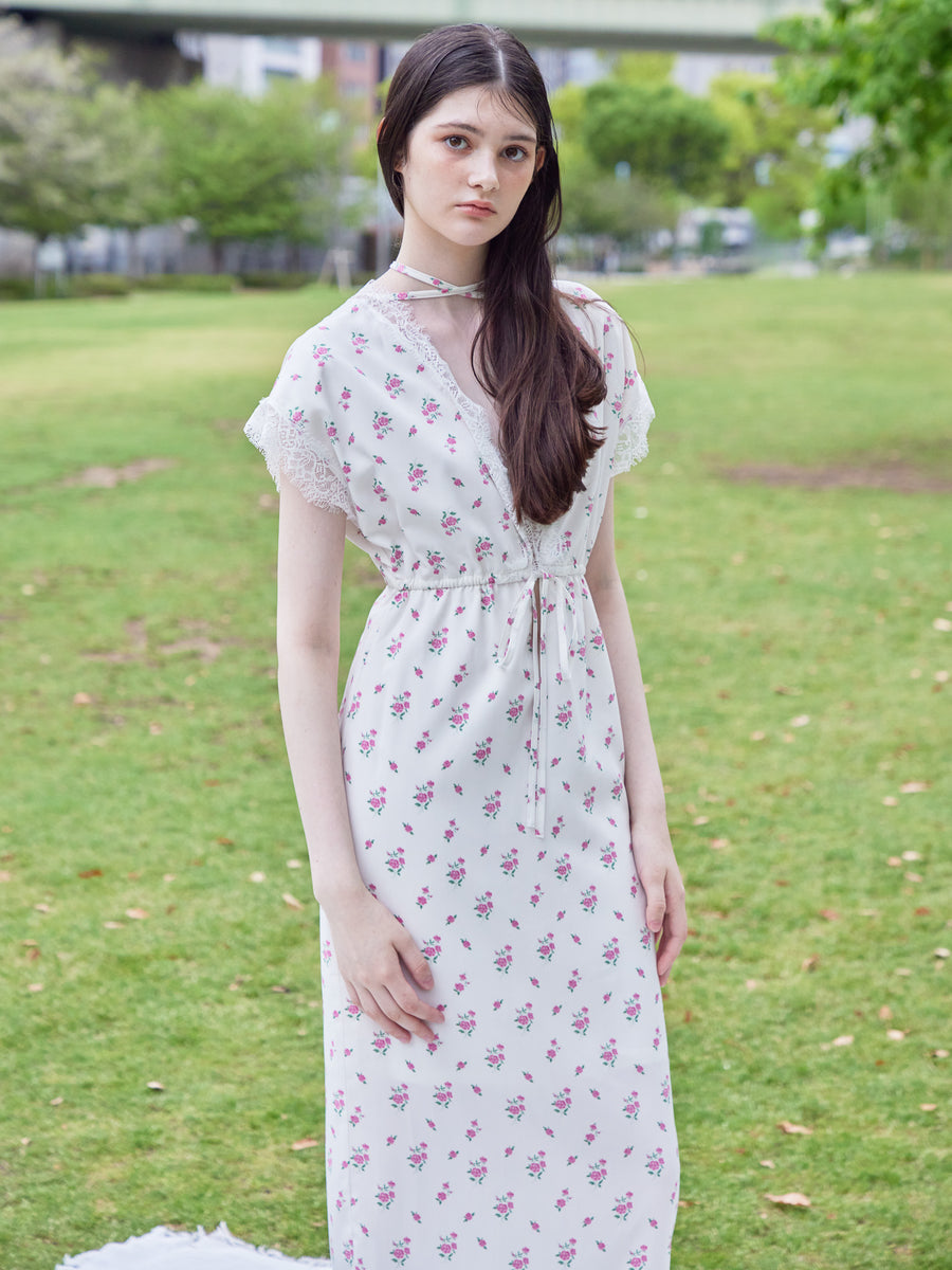 Lace trimming flower dress