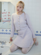 Shell button shaggy cardigan ラベンダー size:M model:163cm MINAMI