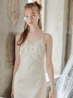 Ribbon embroidered satin cami dress アイボリー size:M model:173cm DASHA.G