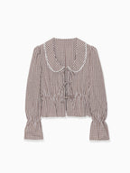 Front ribbon blouse ブラウン