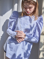 Tulip embroidered volume sleeve blouse ストライプ size:M model:174cm KATERYNA